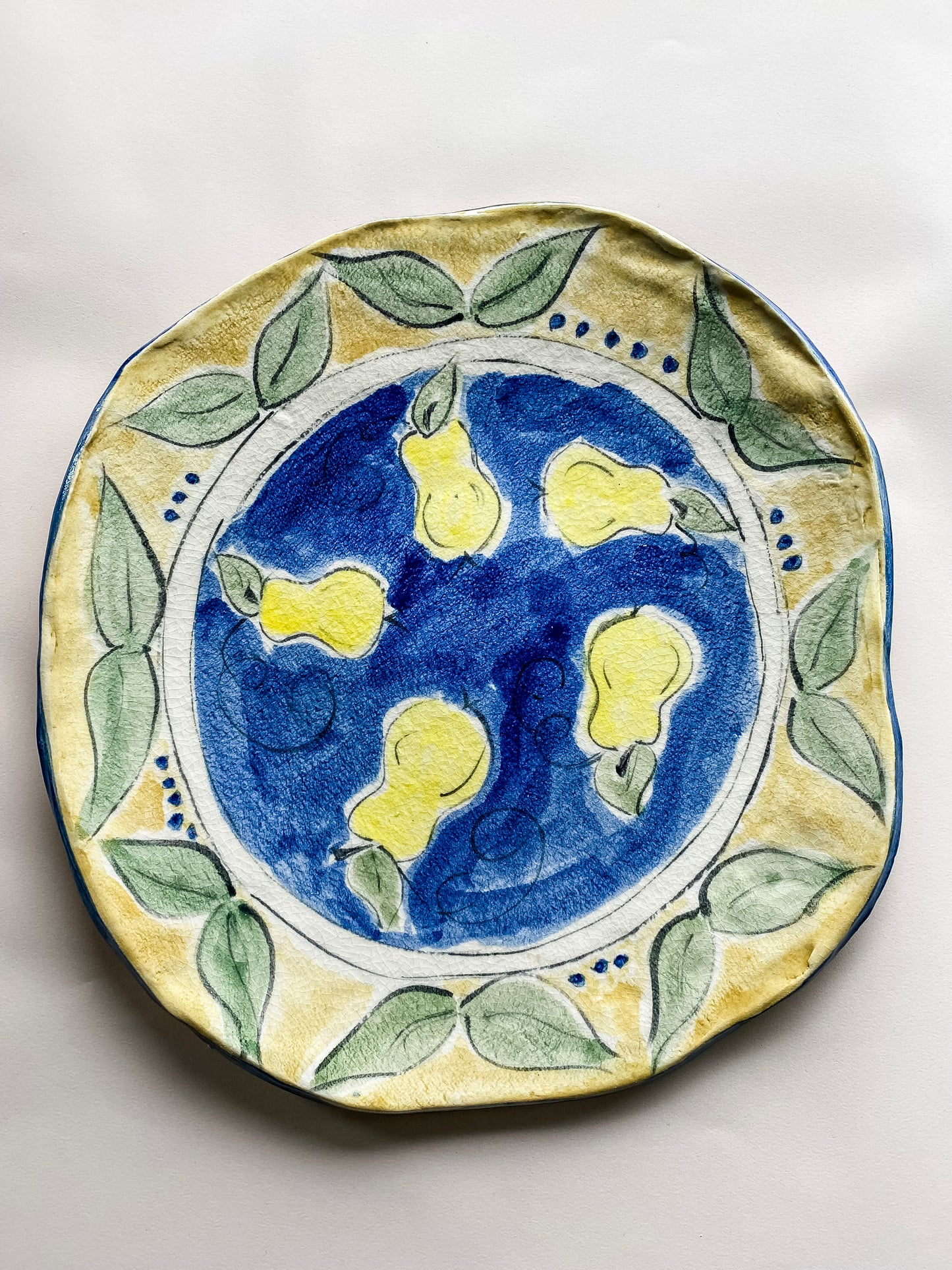 Handpainted Clay Patter with Pears