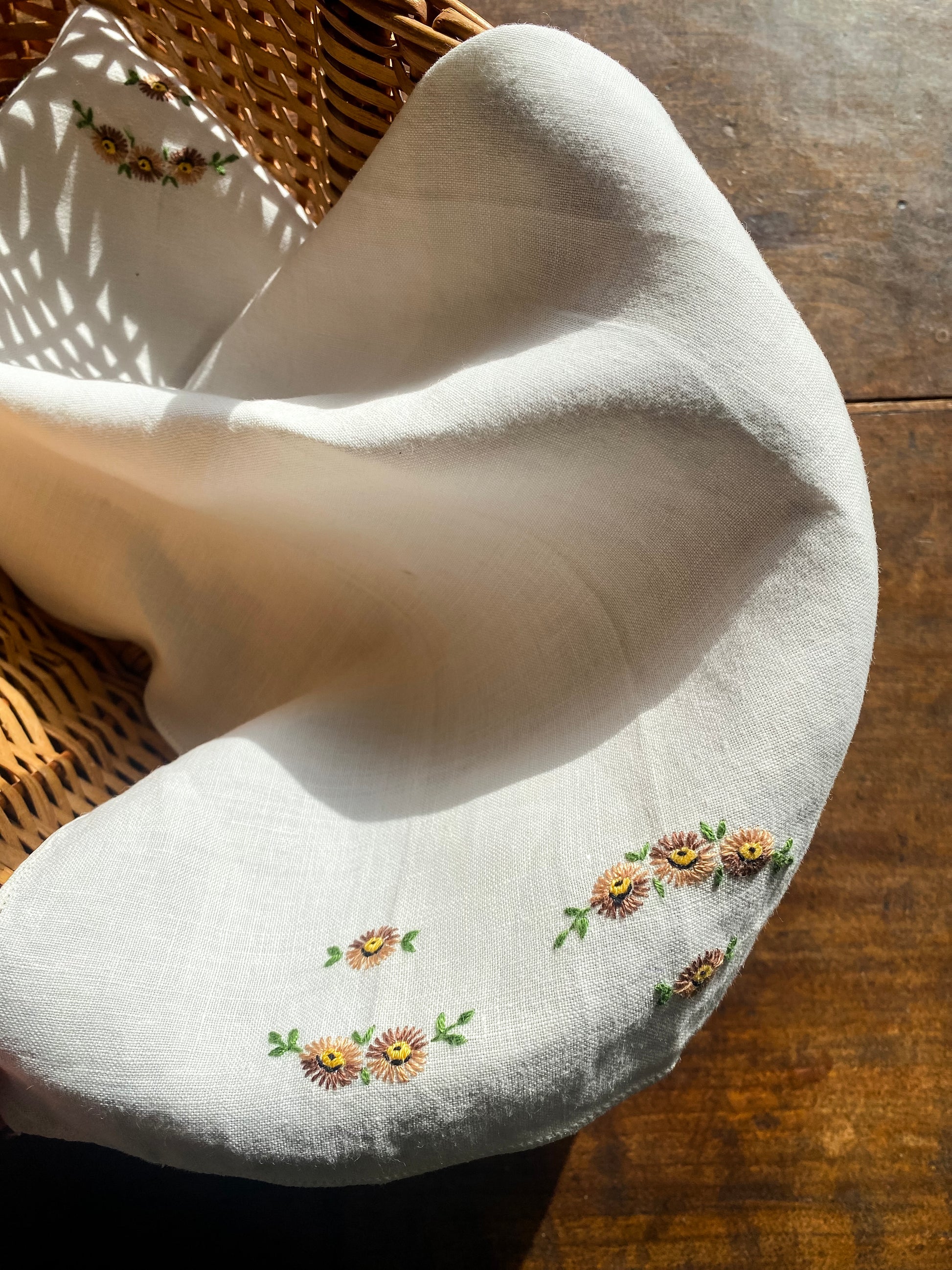 Vintage Hand-Embroidered Tea Towel