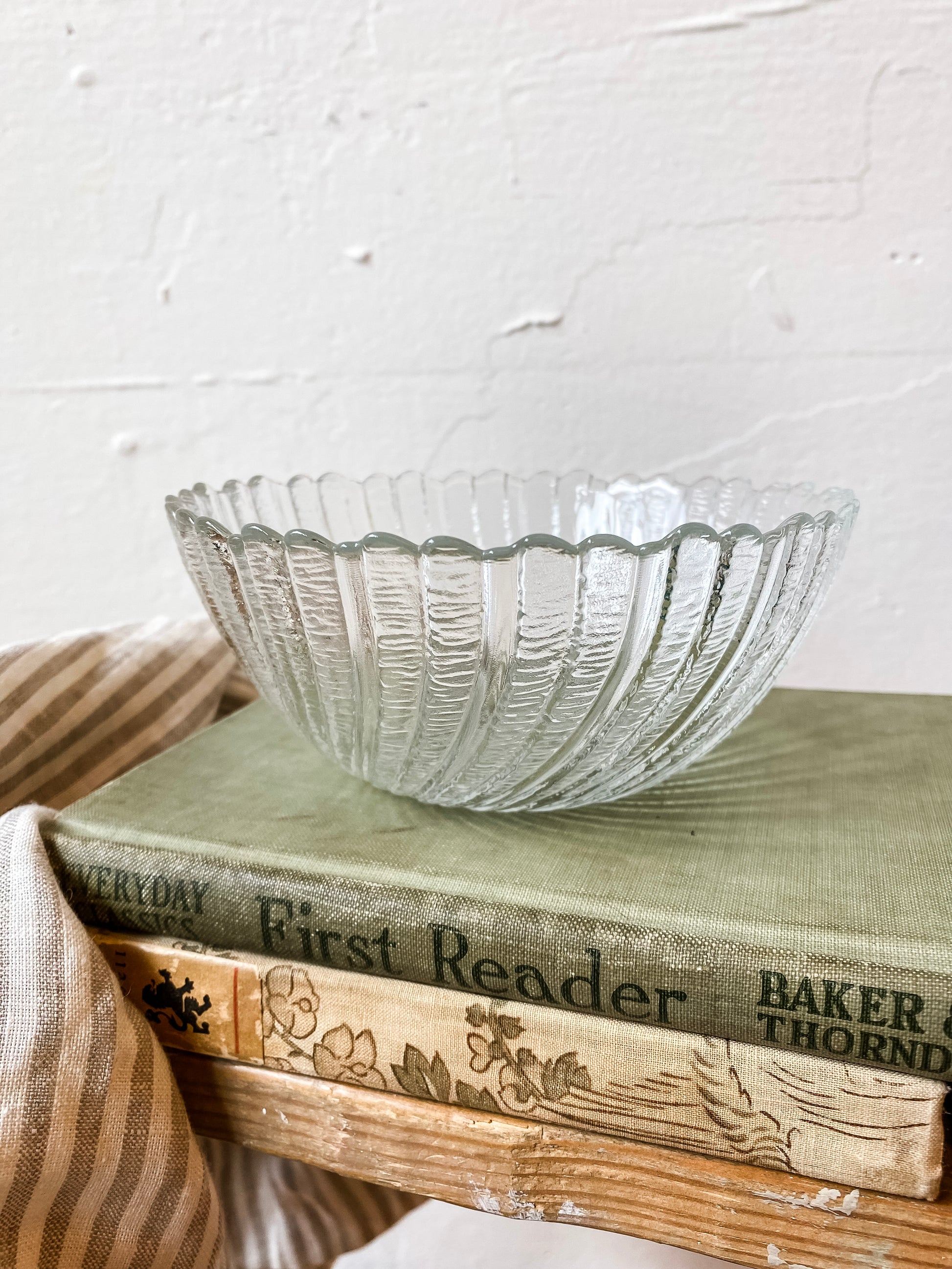 French Glass Scalloped Edge Bowl
