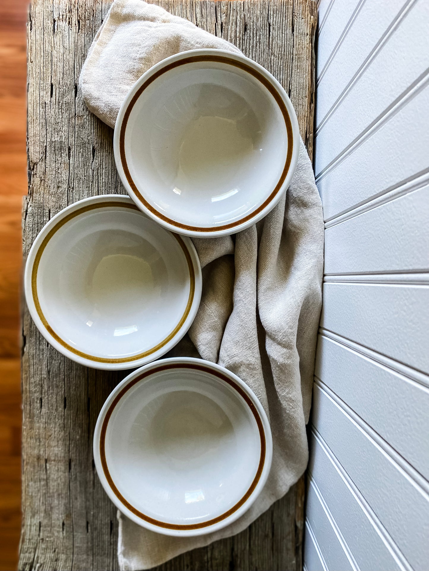 Stoneware Japan Brown Stripe Bowls, set of three
