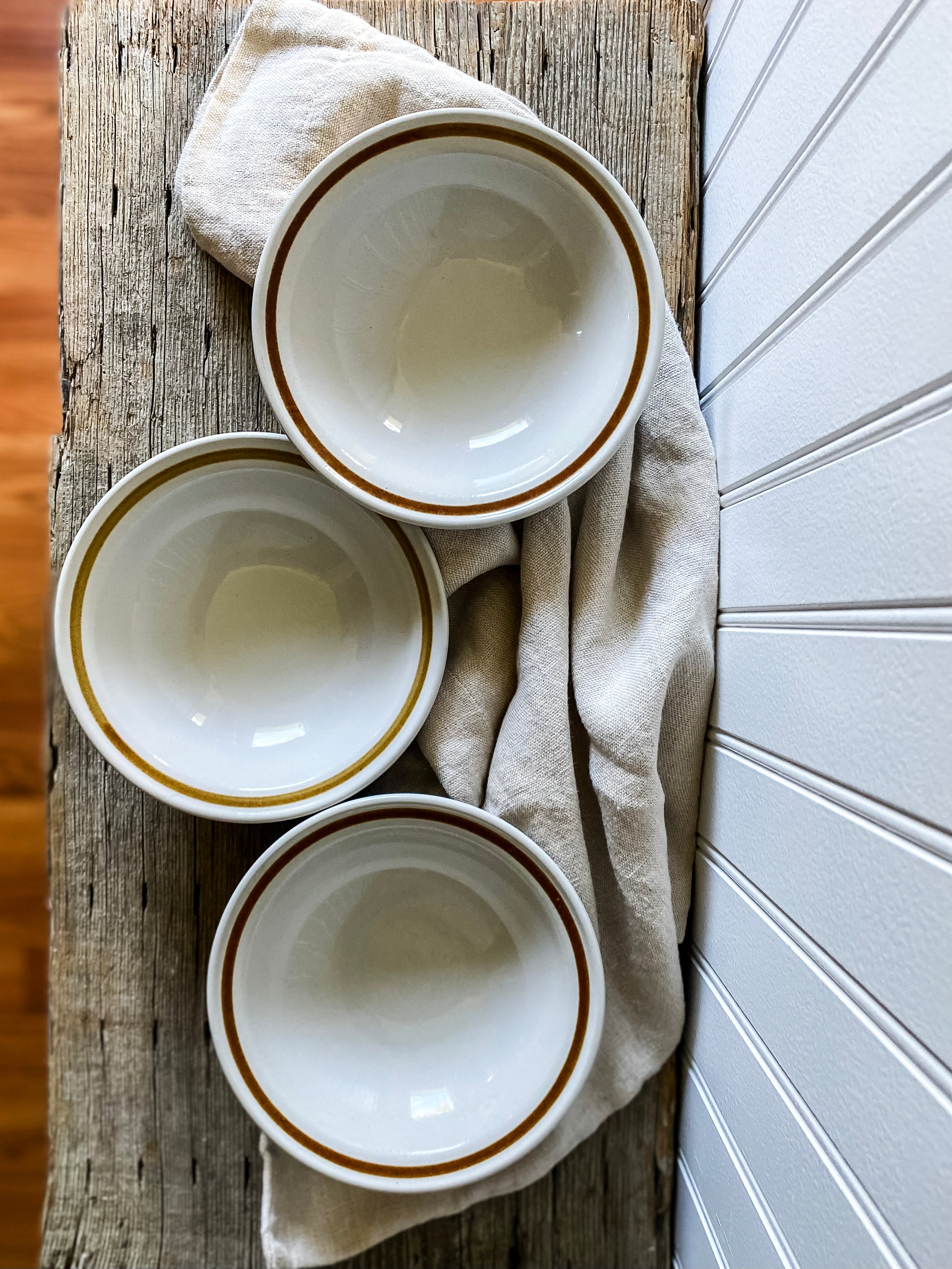 Stoneware Japan Brown Stripe Bowls, set of three