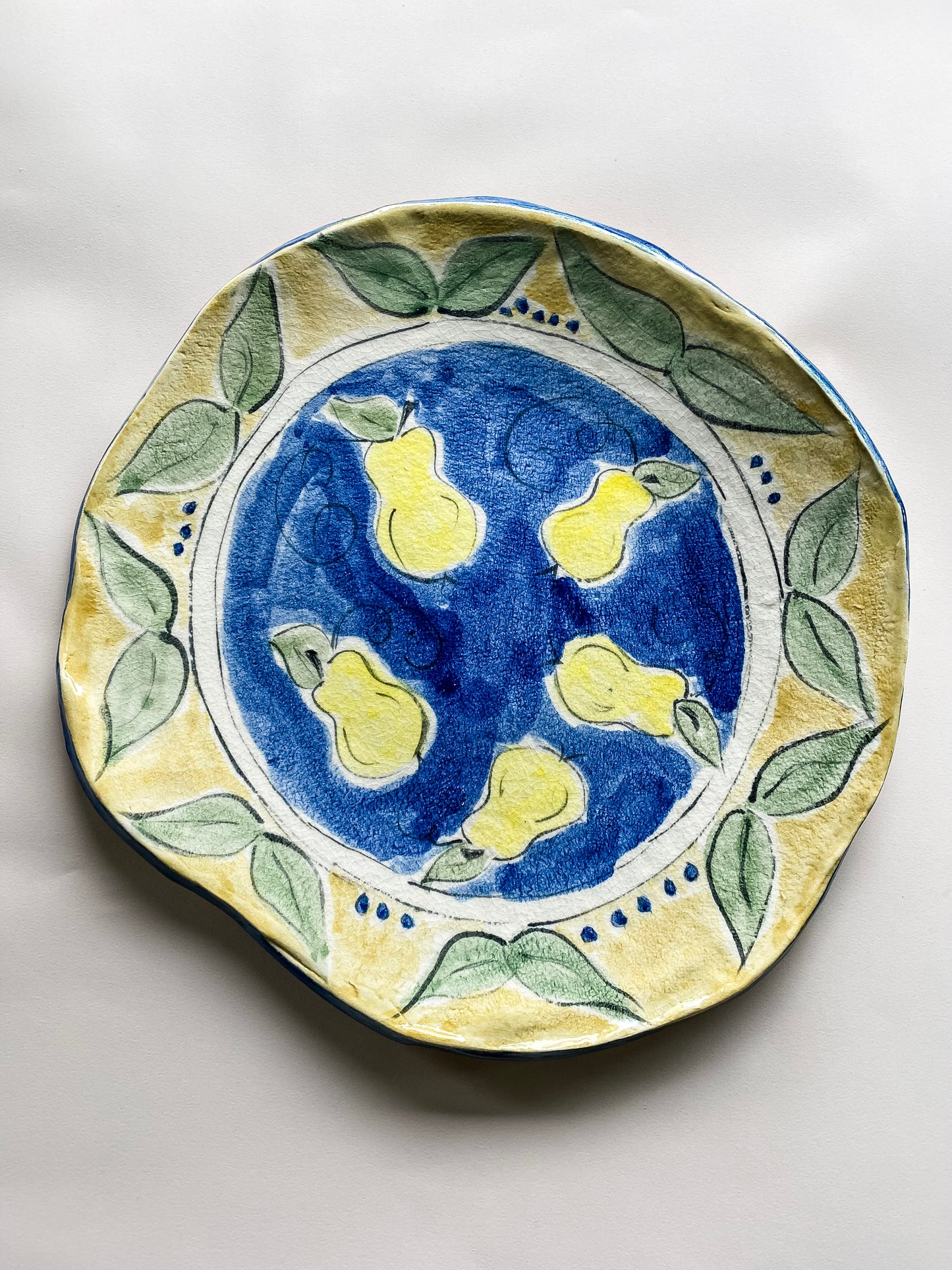 Handpainted Clay Patter with Pears