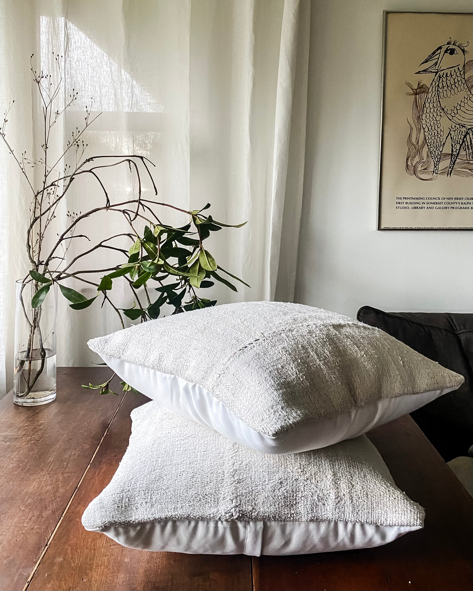 Reclaimed Turkish Hemp Kilim Pillows, 20" x 20", set of two