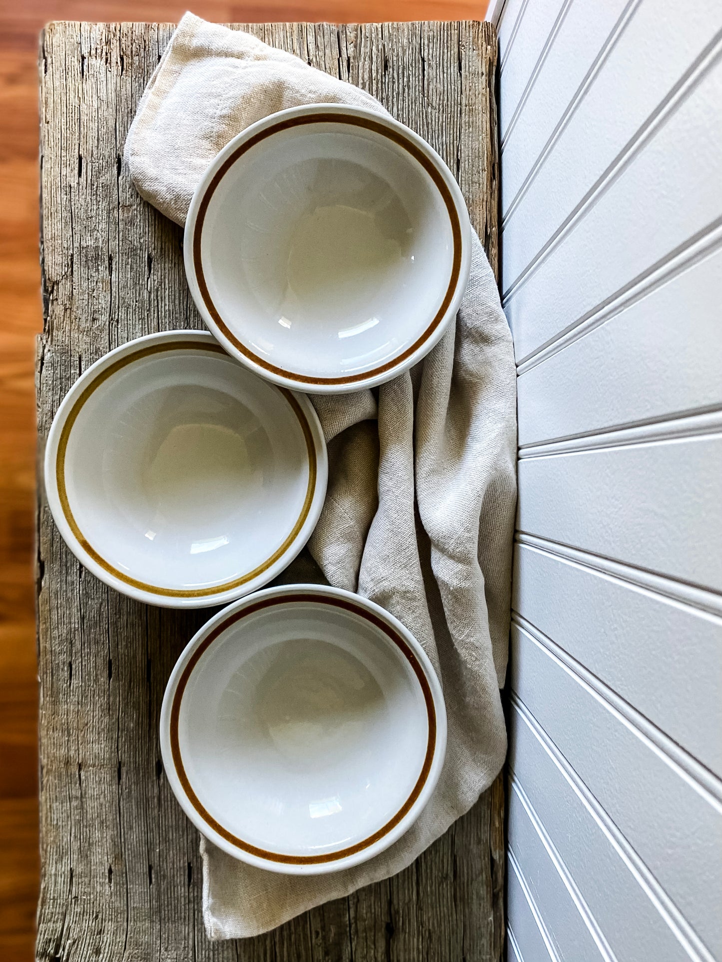Stoneware Japan Brown Stripe Bowls, set of three
