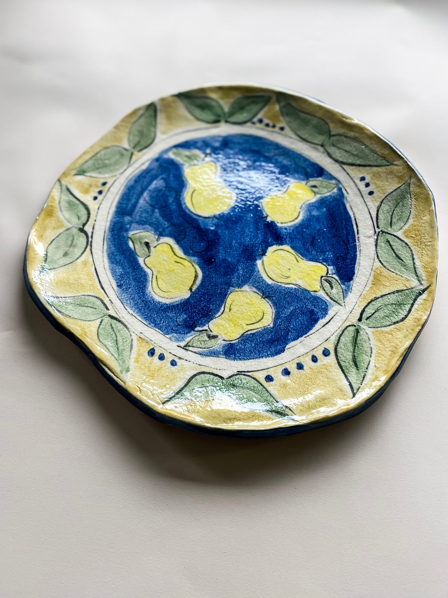 Handpainted Clay Patter with Pears