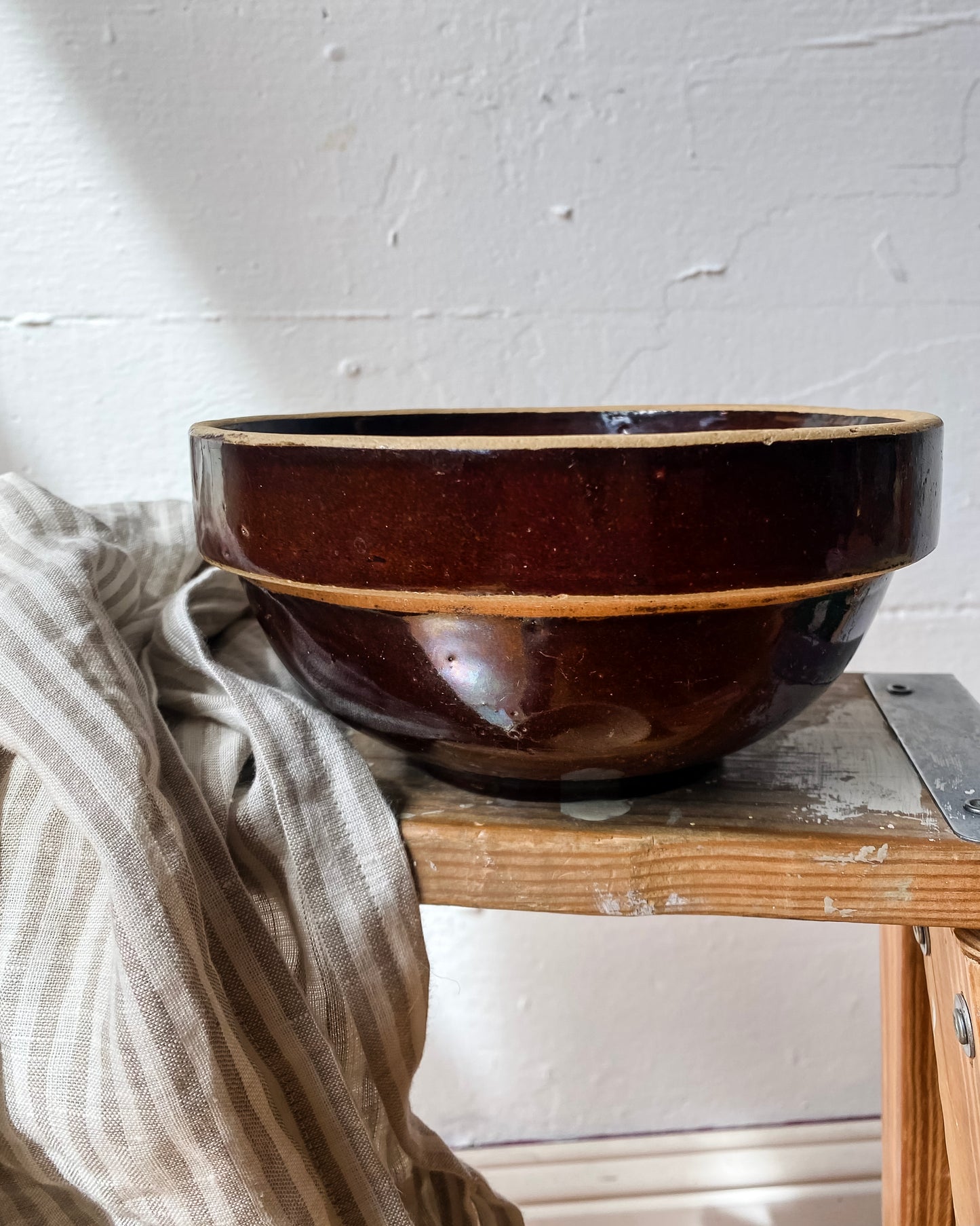 Antique Salt Glaze Stoneware Mixing Bowl
