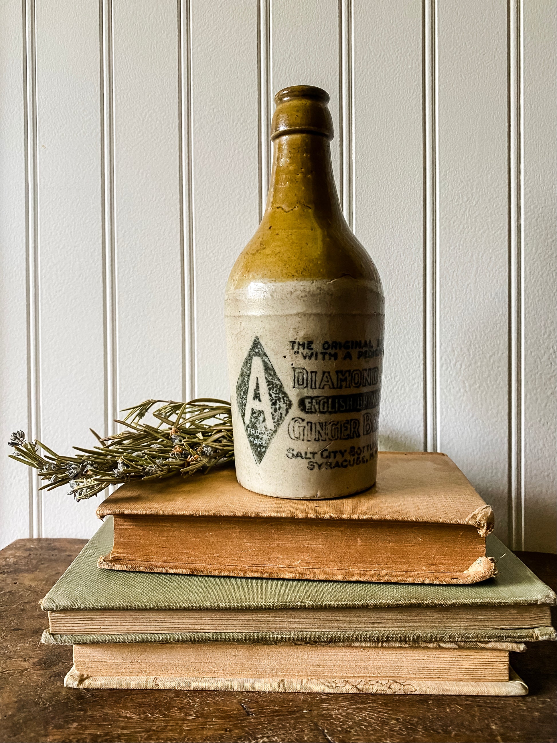 Rare Diamond A Ginger Beer Antique Stoneware Bottle
