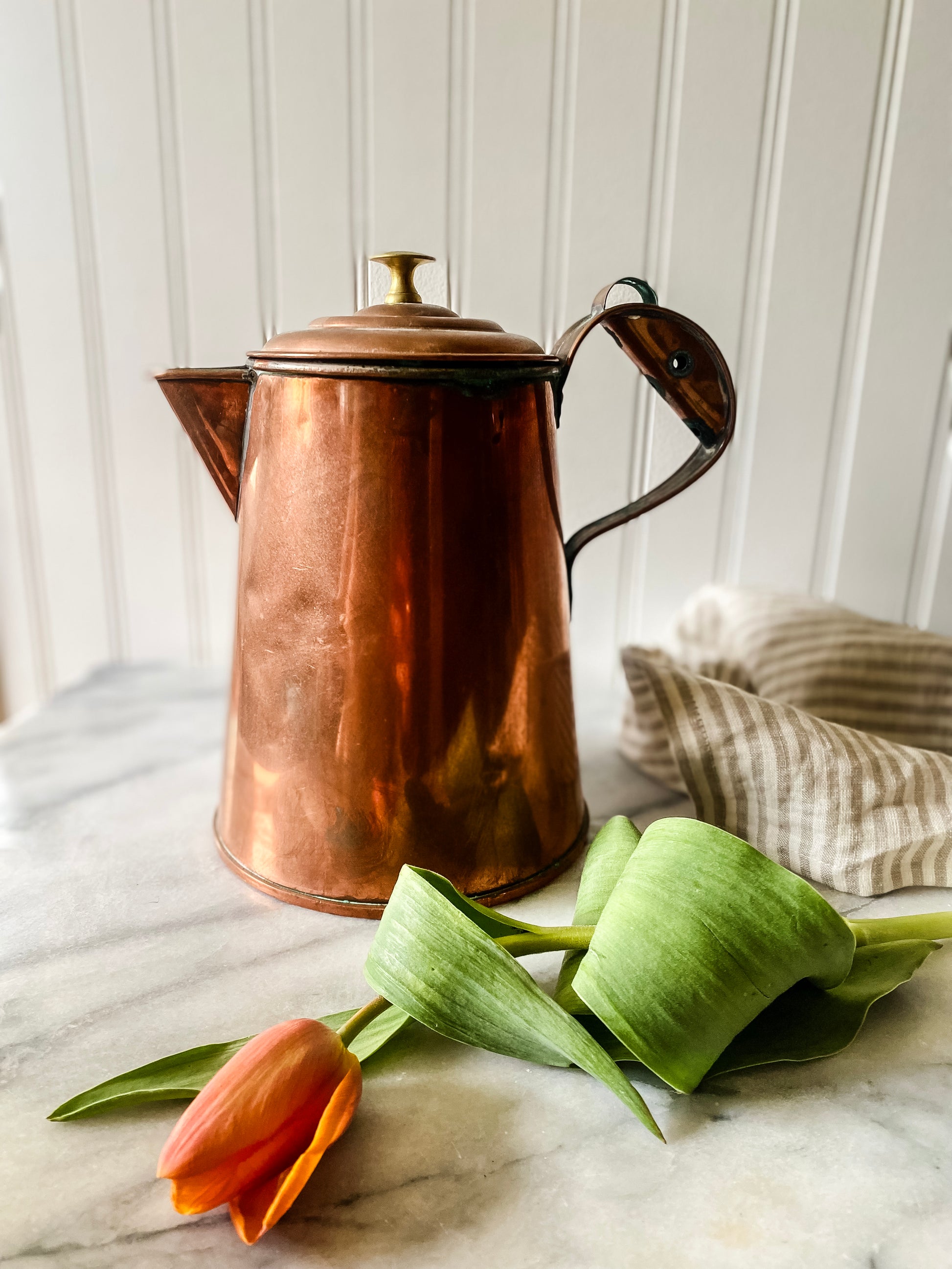 Antique Copper Kettle with Lid