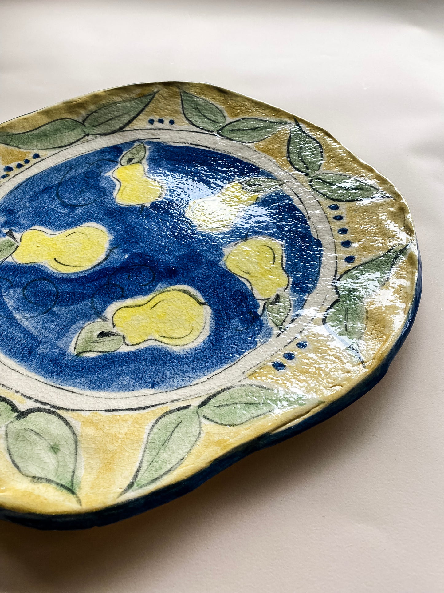 Handpainted Clay Patter with Pears