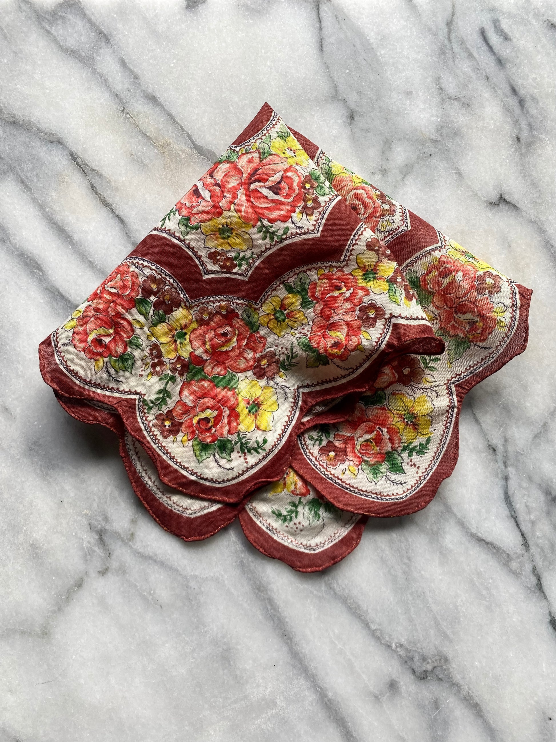 Vintage Roses Printed Handkerchief
