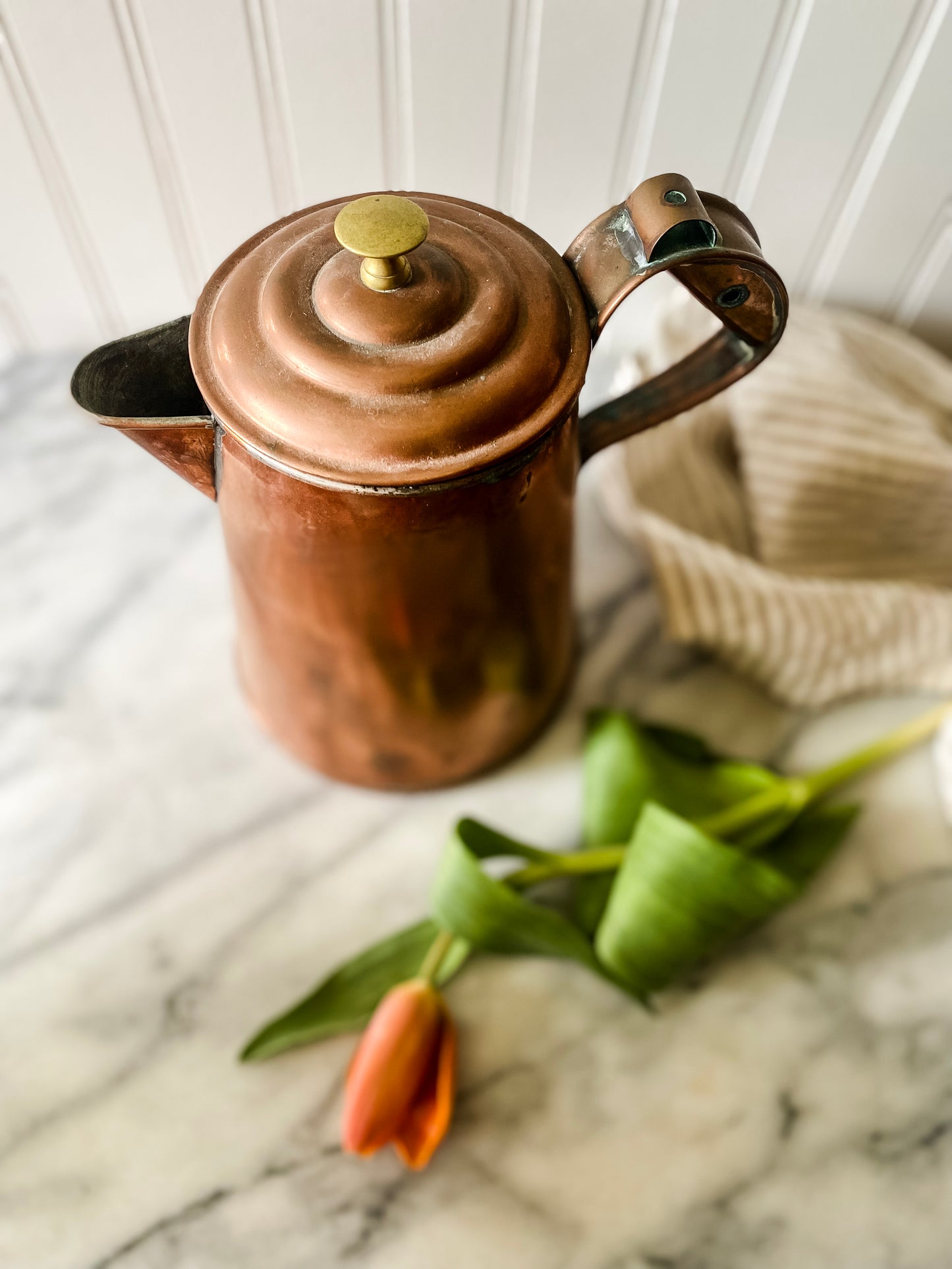 Antique Copper Kettle with Lid