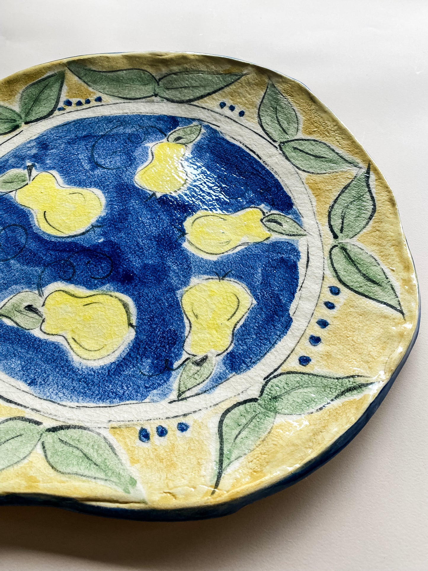 Handpainted Clay Patter with Pears