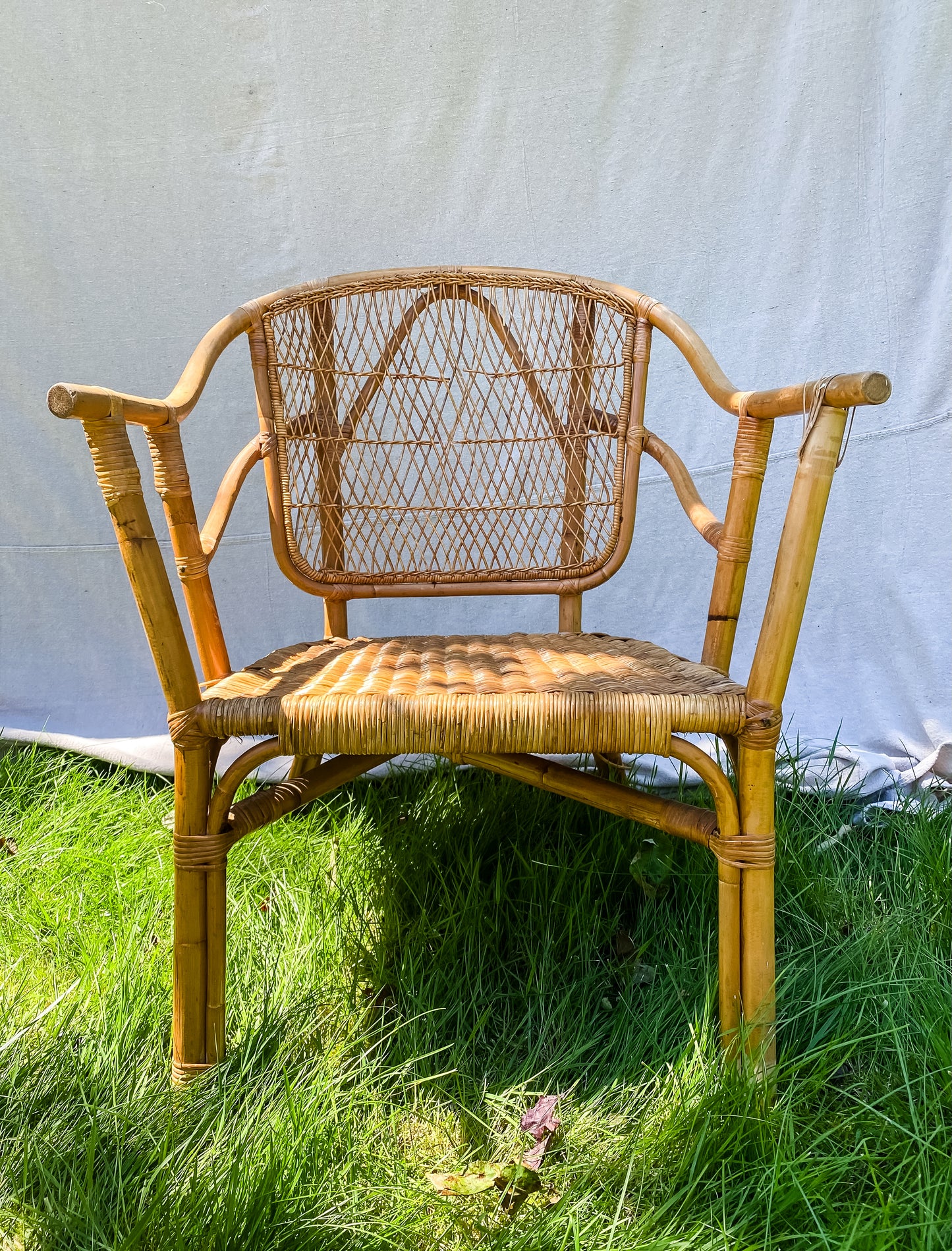 1950s Rattan Wicker Armchair (2)