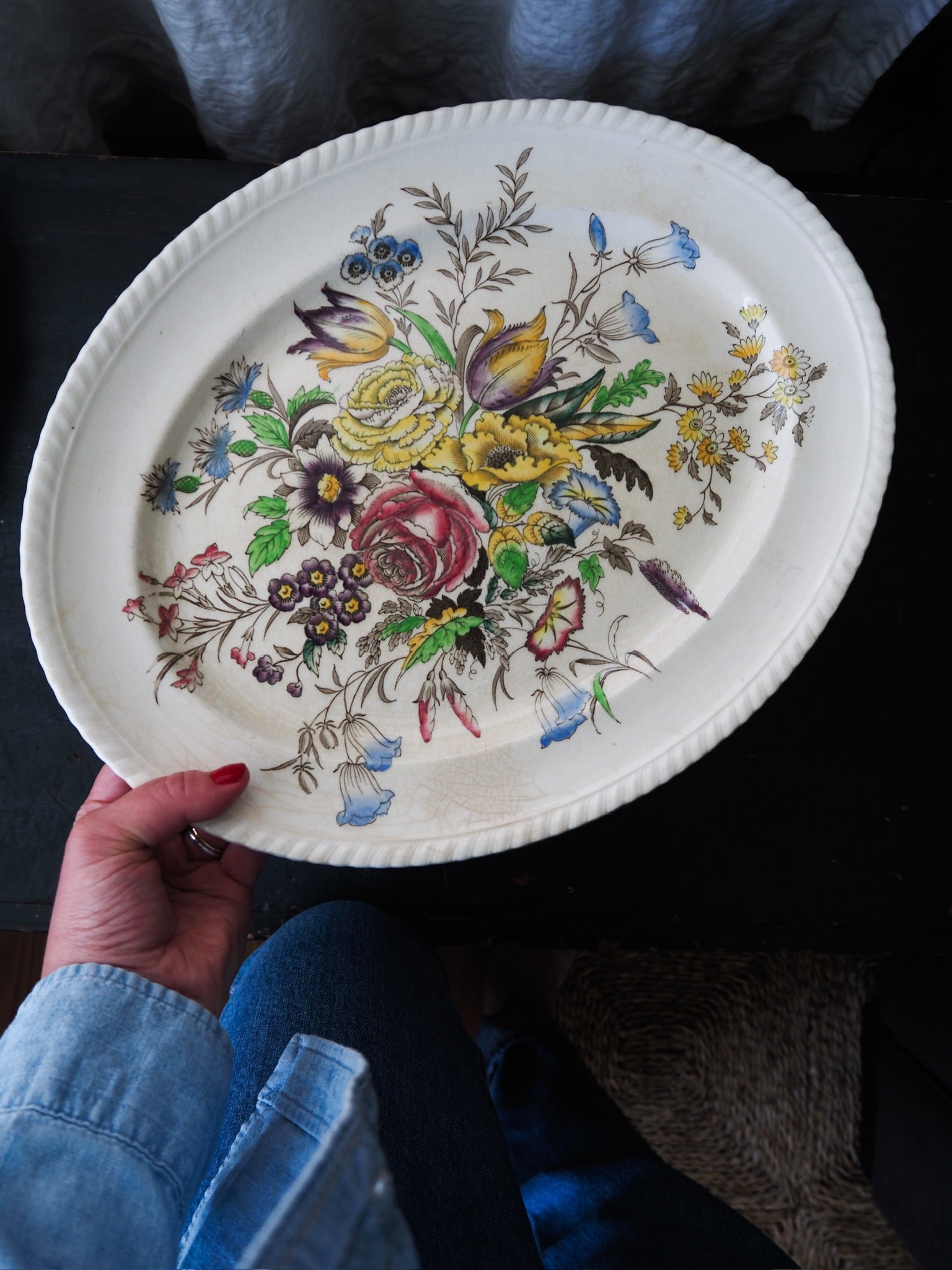 Antique Johnson Brothers Devonshire Floral Bouquet Platter