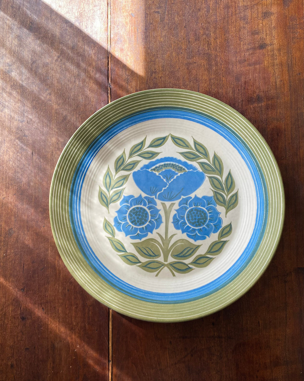 Retro Blue and Green Flower Platter