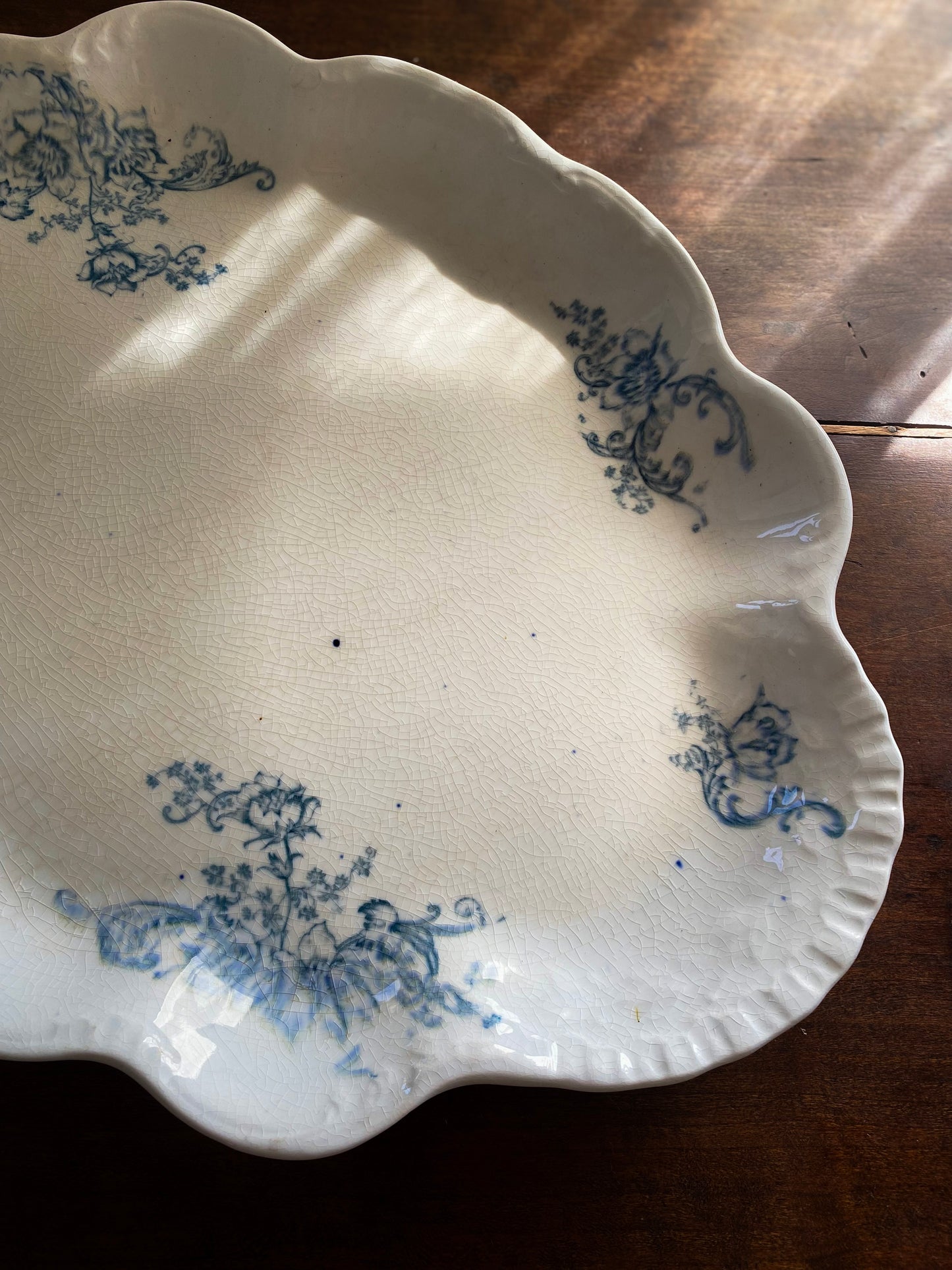 Laughlin 'American Beauty' Flow Blue Transferware Serving Platter
