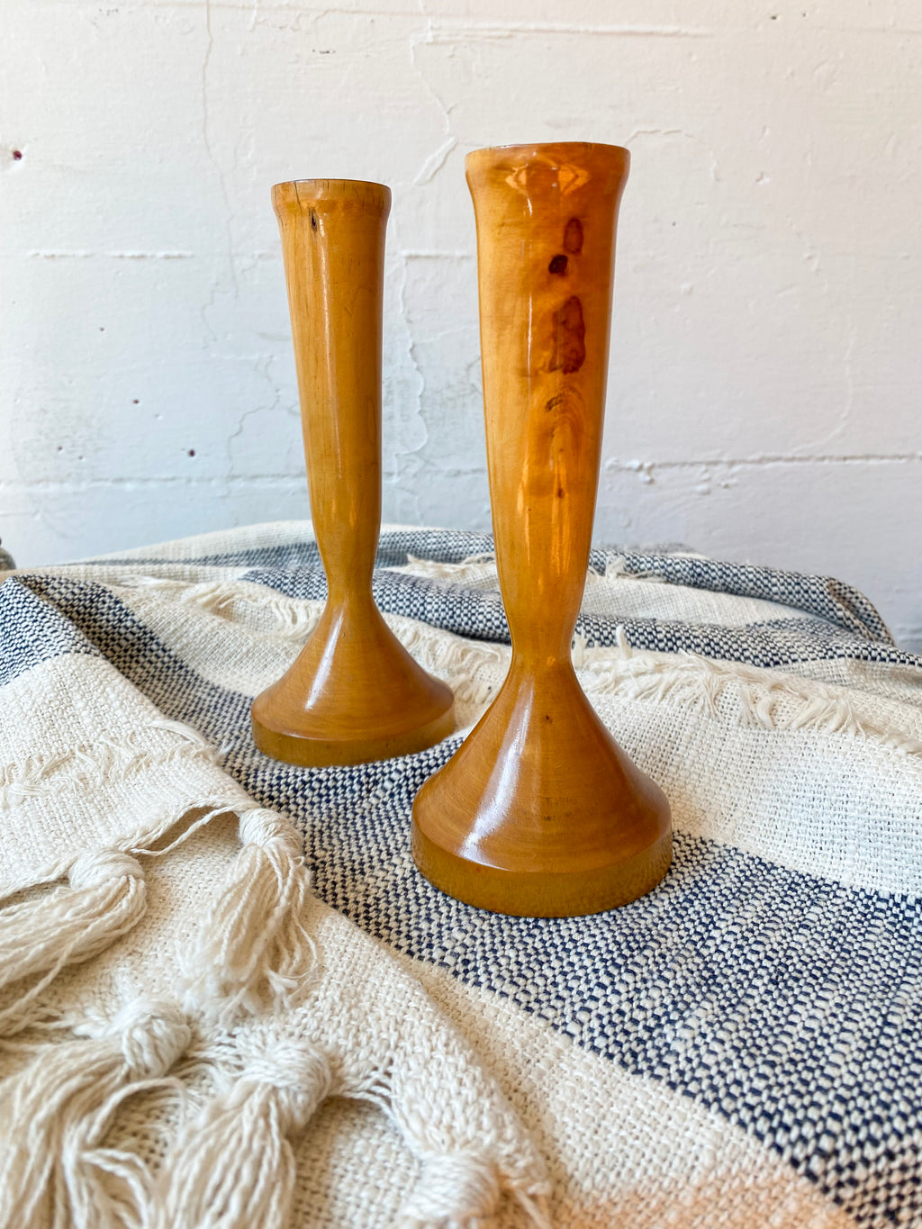 Bird's-Eye Maple Candlesticks, pair