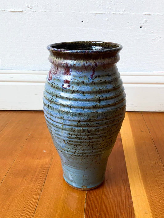 Tall Blue Speckled Vase