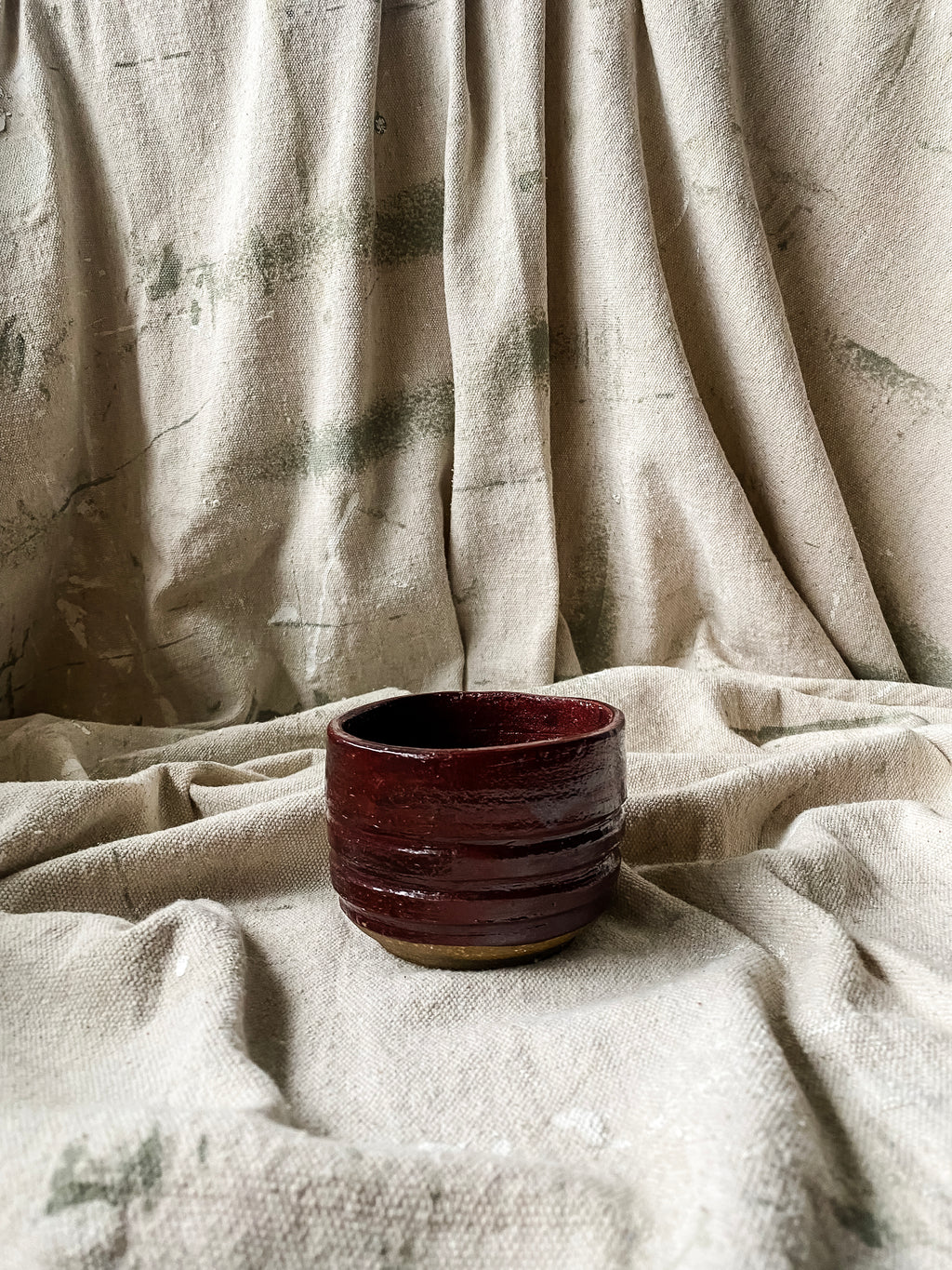 Burgundy Ribbed Handmade Cup