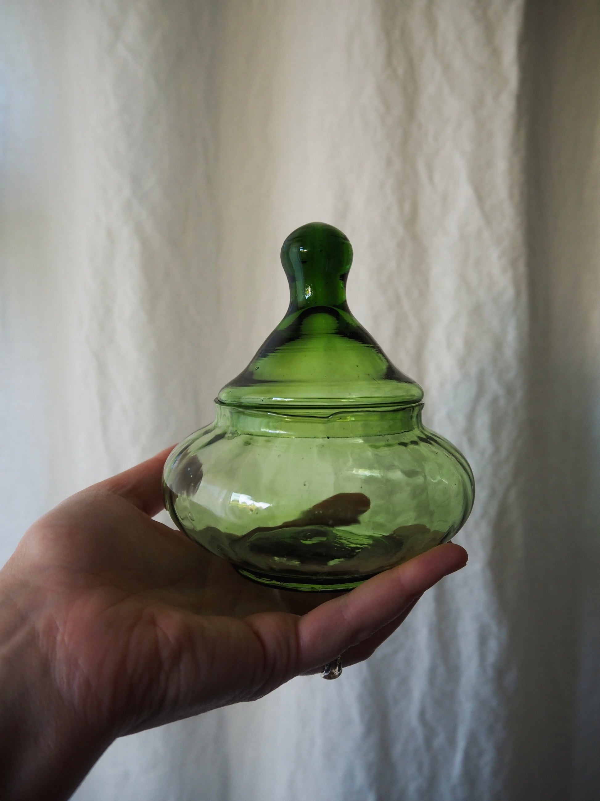Vintage Italian Empoli Verde Lidded Jar