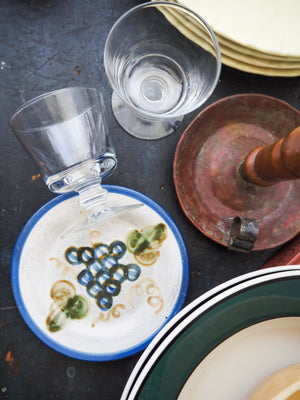 Antique Stoneware Plate with Grapes