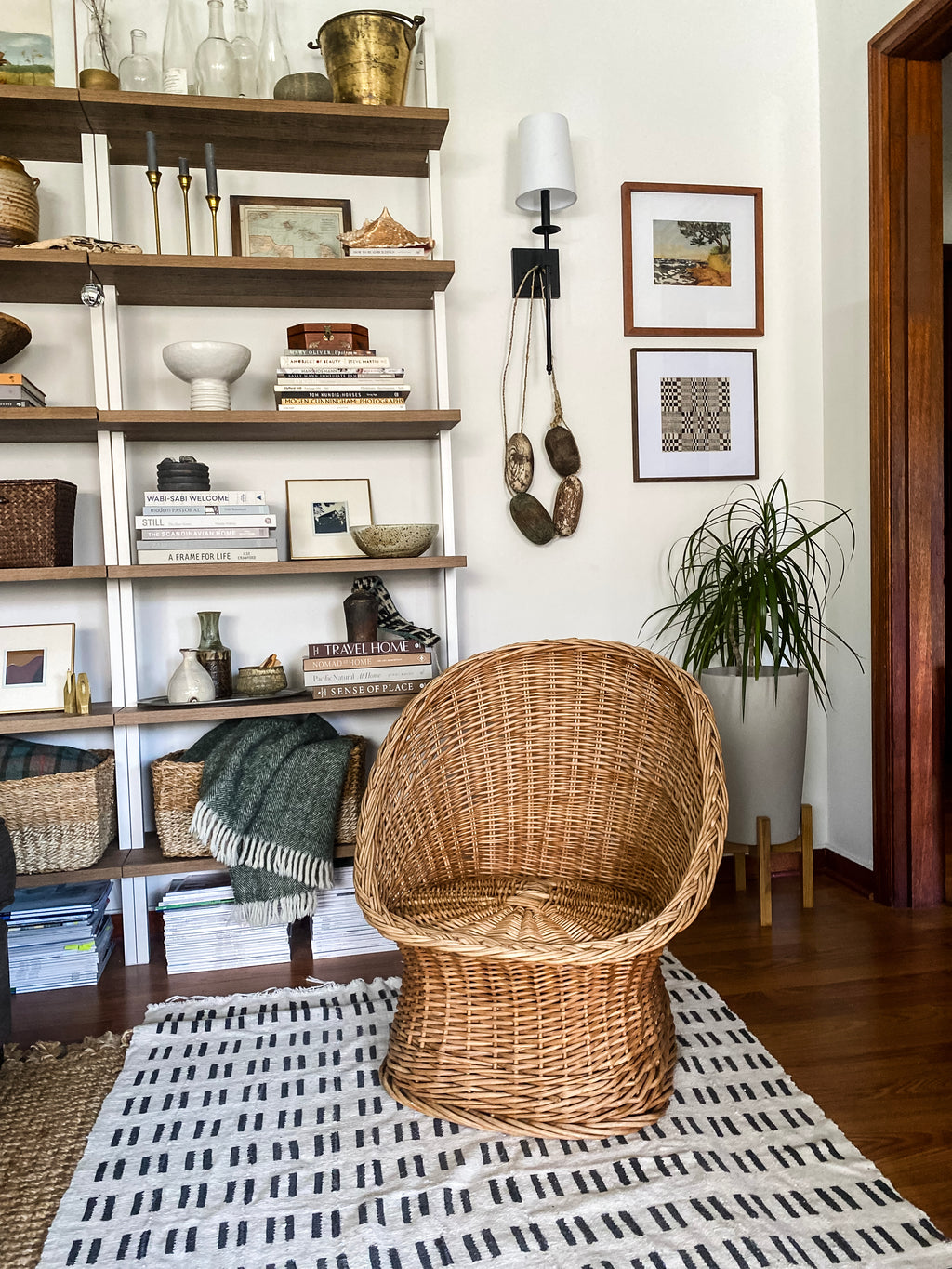 1970s Low Wicker Barrel Chair