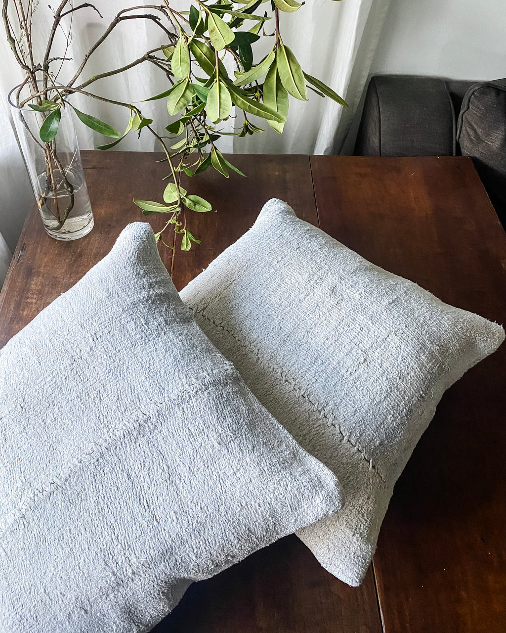 Reclaimed Turkish Hemp Kilim Pillows, 20" x 20", set of two