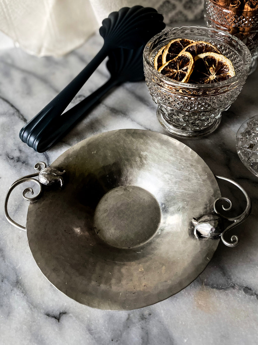 1930s Art Deco Serge Nekrasoff Pewter Dish with Tulip Handles
