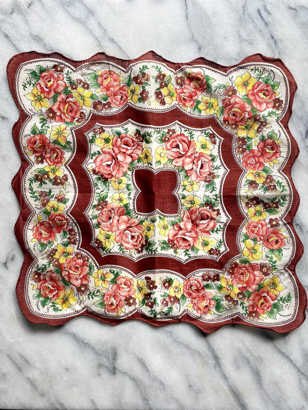 Vintage Roses Printed Handkerchief