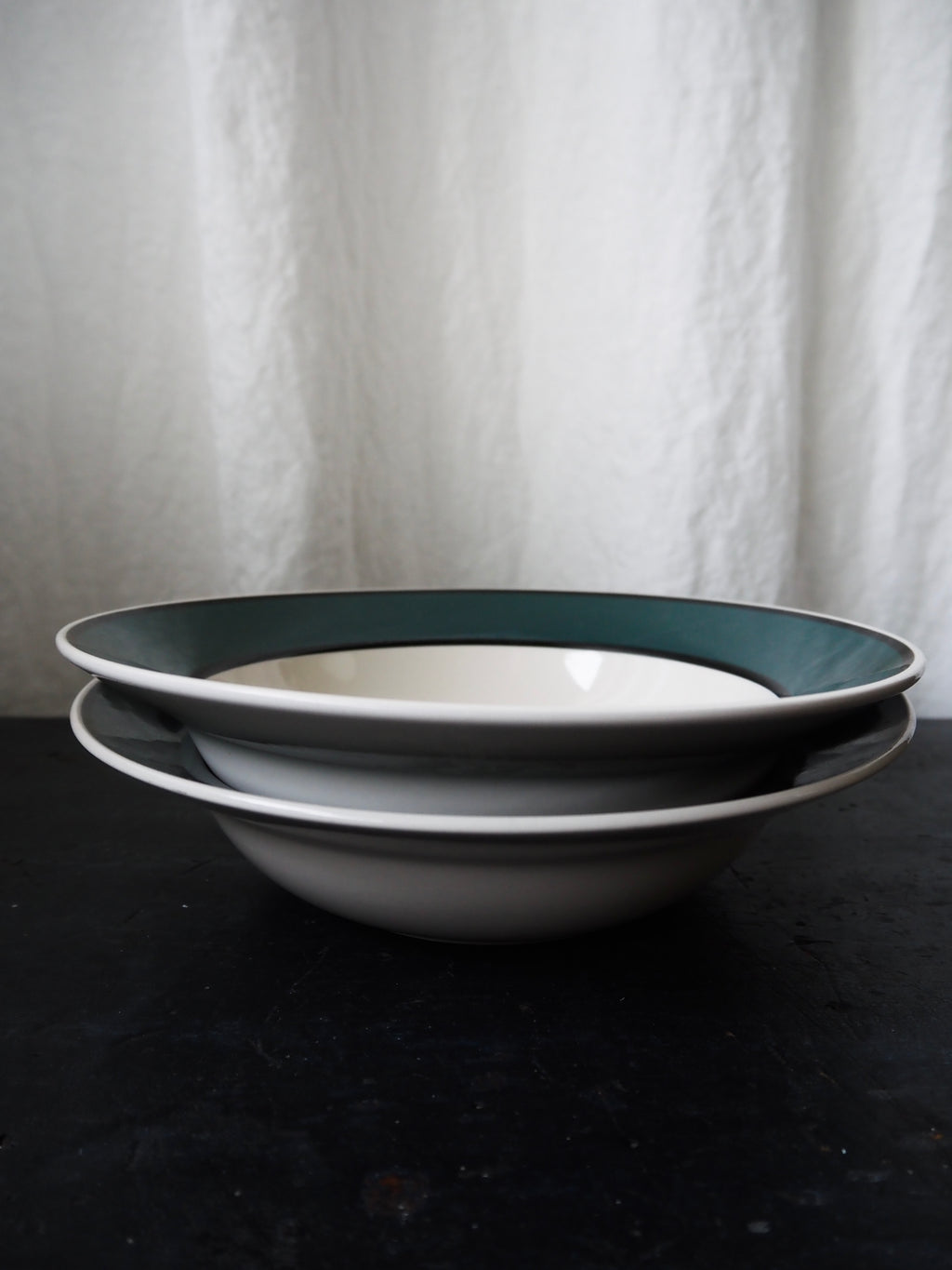 1990s Gibson Stoneware "Hudson Spruce" Pasta Bowls, set of 2