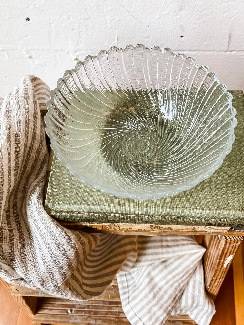 French Glass Scalloped Edge Bowl