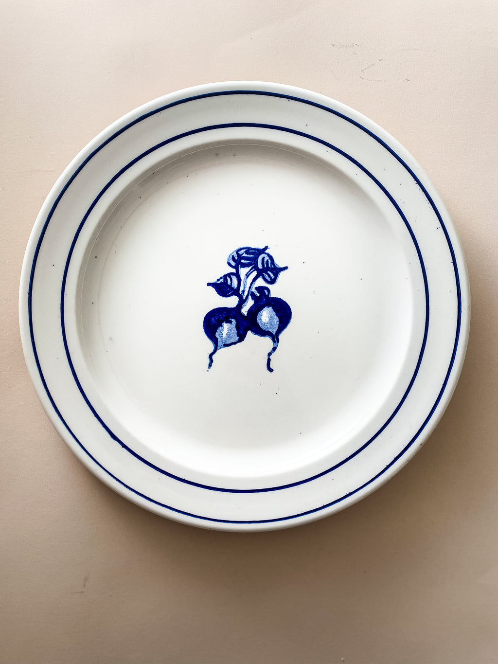 Ironstone Plate with Blue Radishes