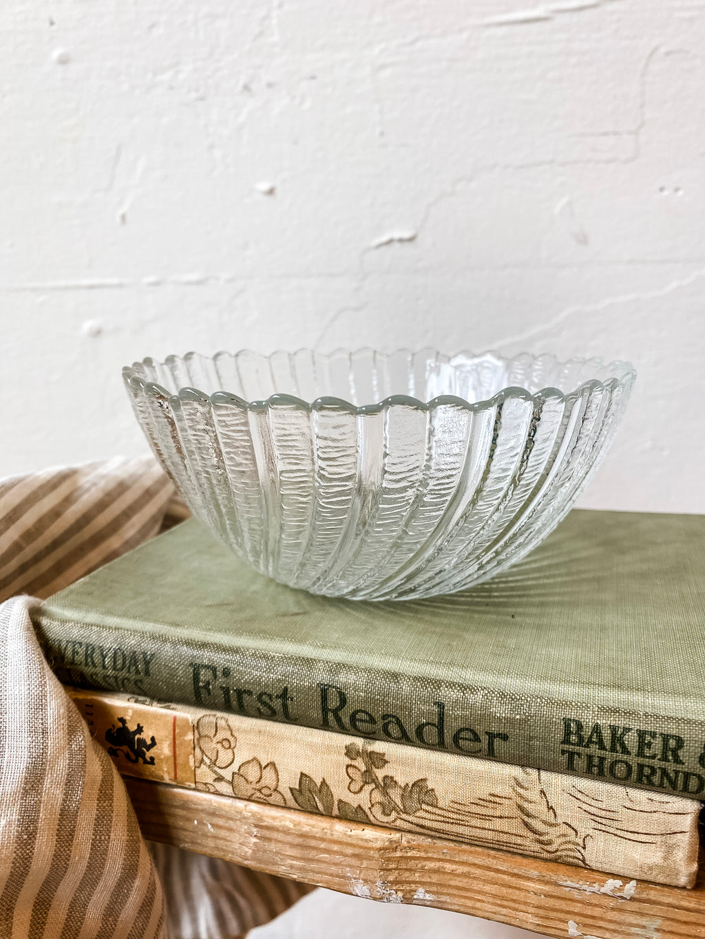 French Glass Scalloped Edge Bowl