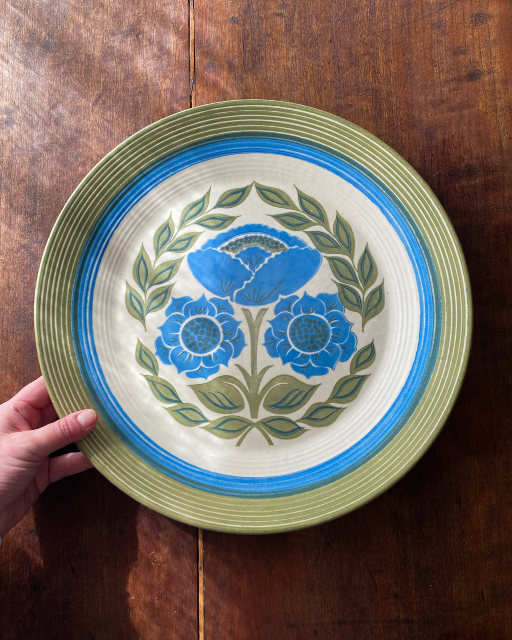 Retro Blue and Green Flower Platter