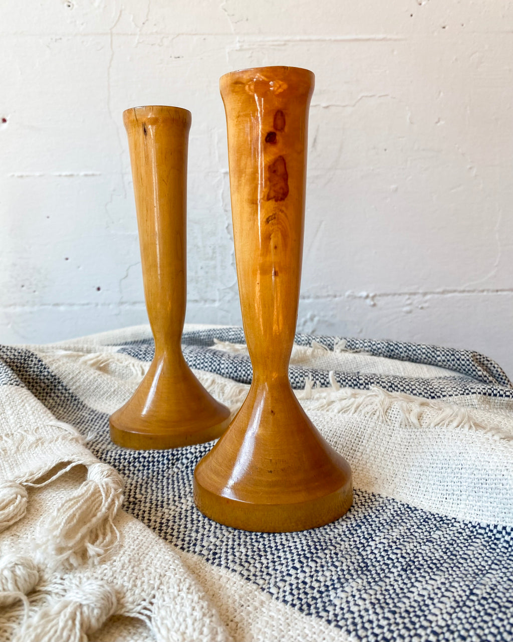 Bird's-Eye Maple Candlesticks, pair