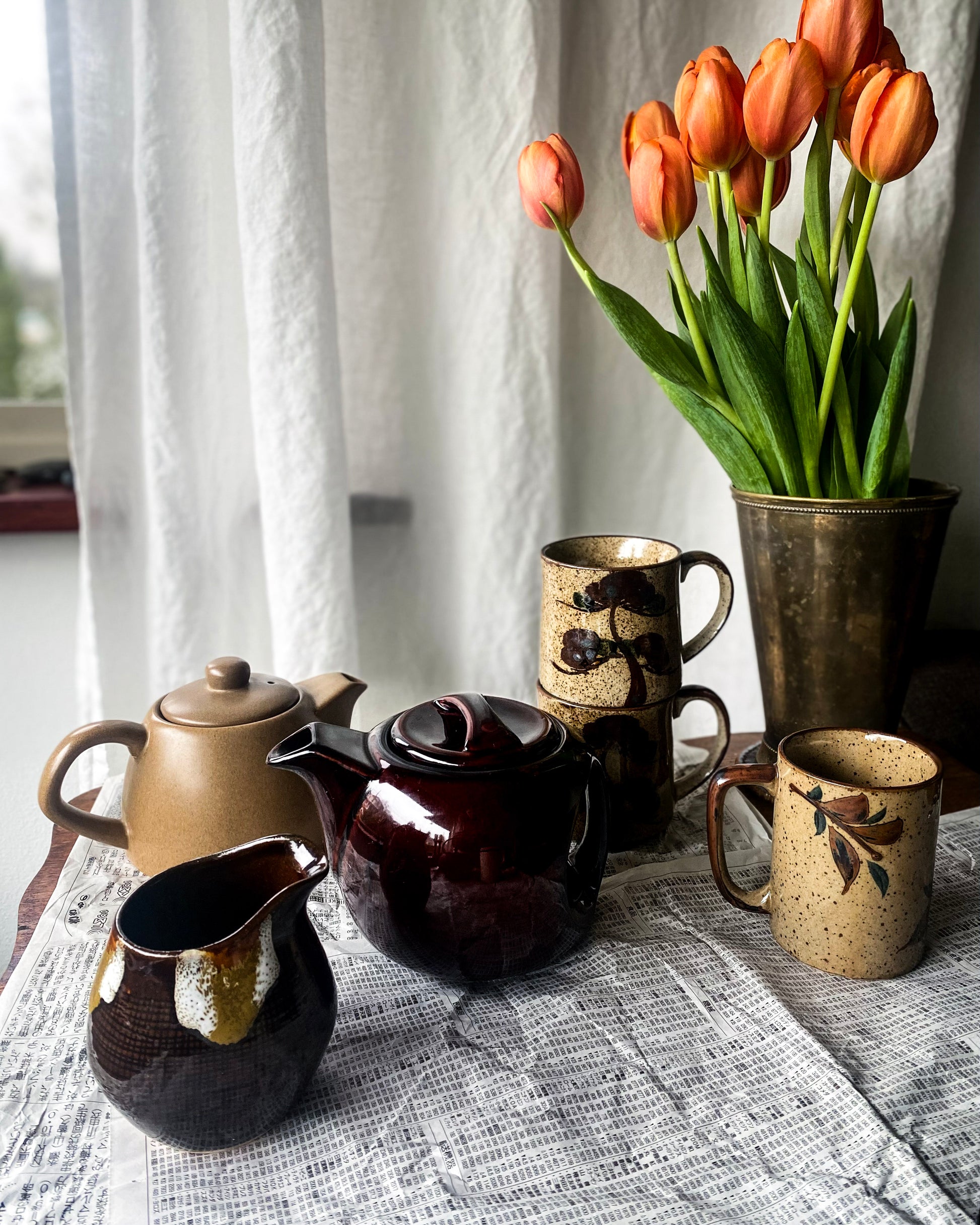 1970s Otagiri-Style Stoneware Mugs, Pair