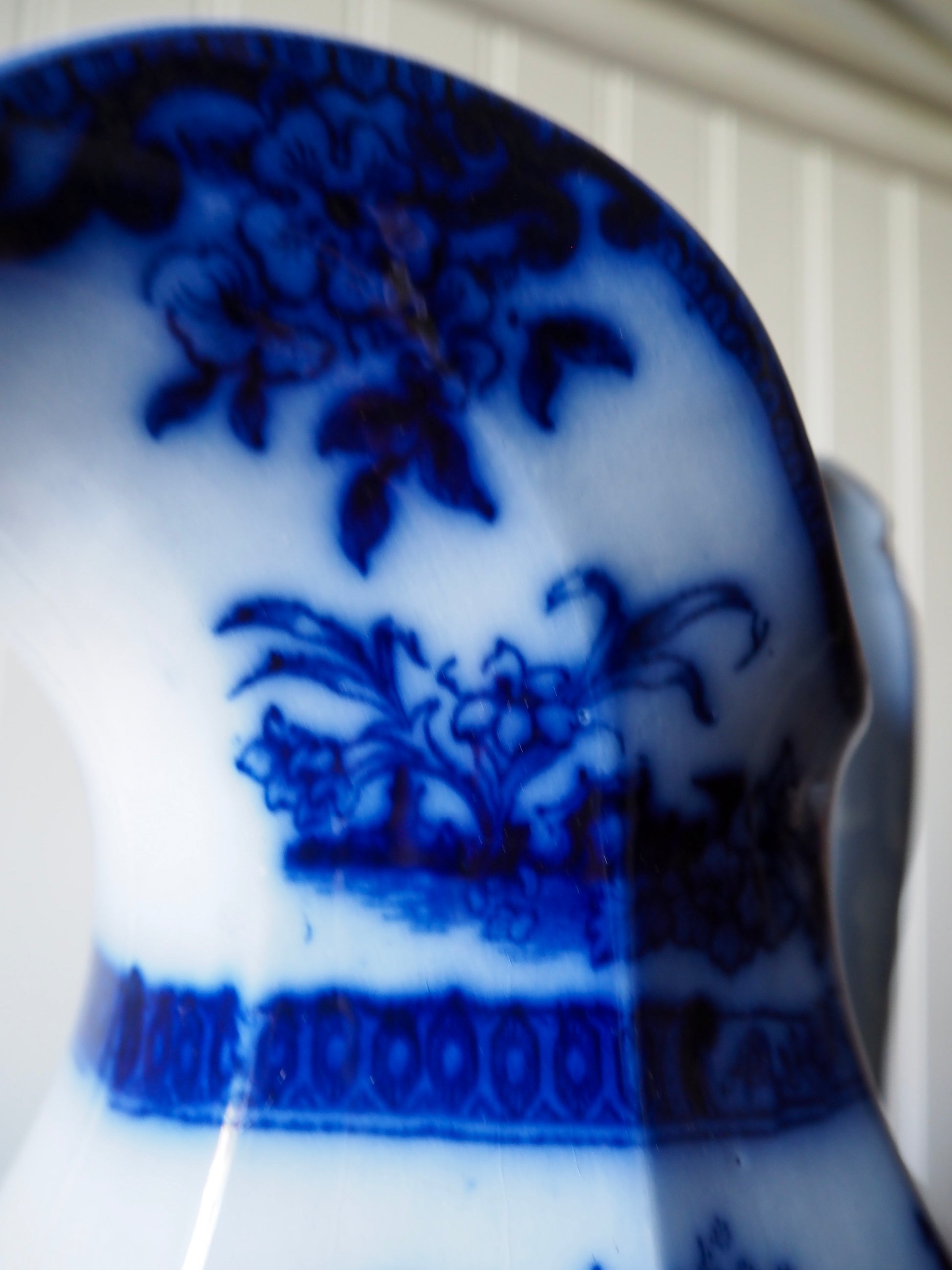 Antique Wedgwood Ironstone Flow Blue Pitcher, c. 1850