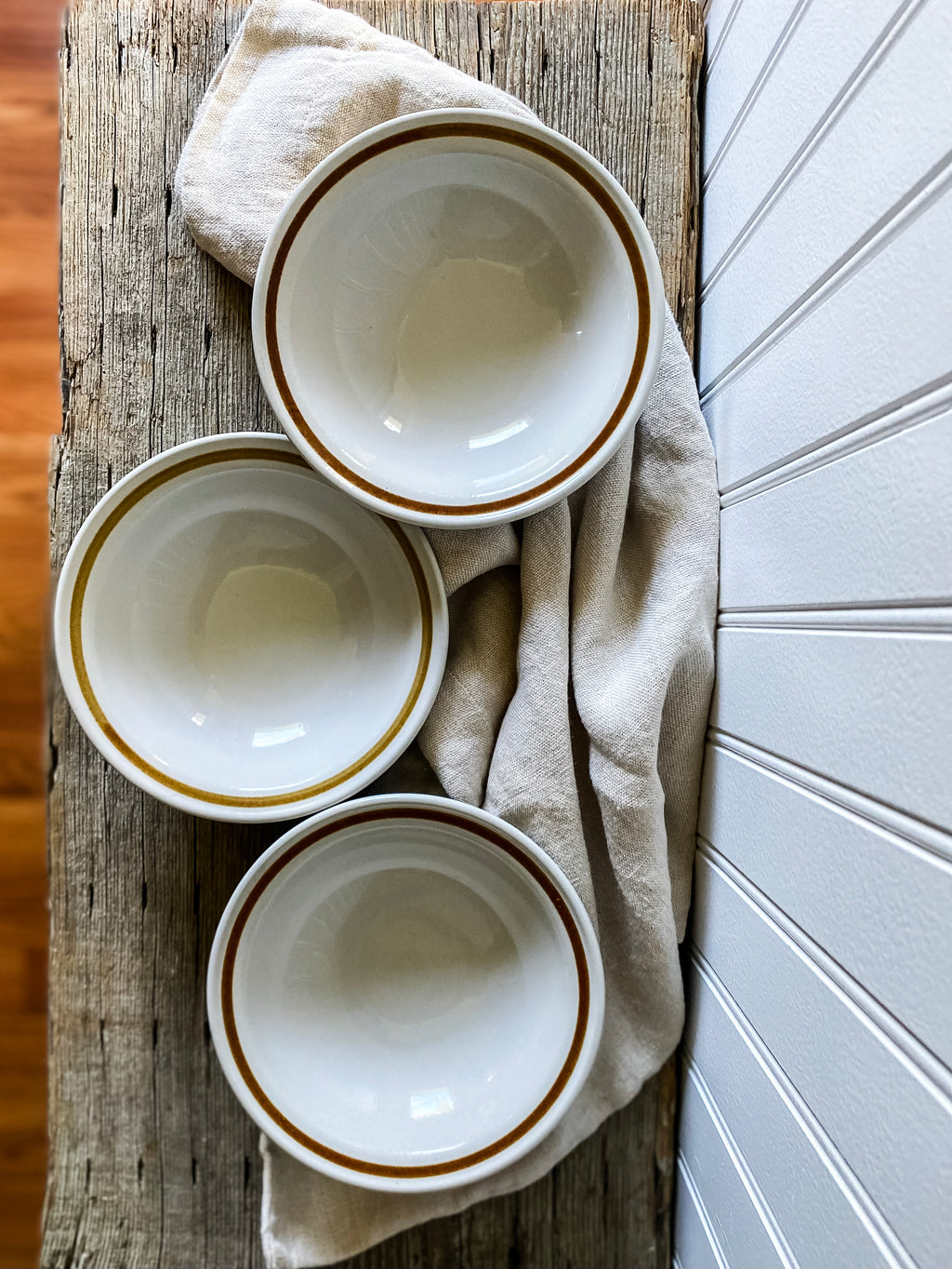 Stoneware Japan Brown Stripe Bowls, set of three