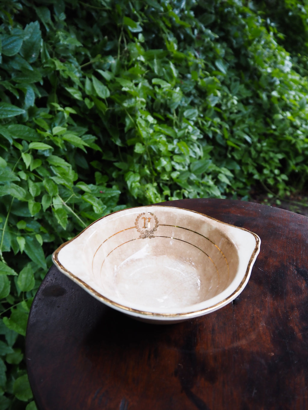 Vintage Art Deco Century by Salem Ironstone Bowl with 23k Gold