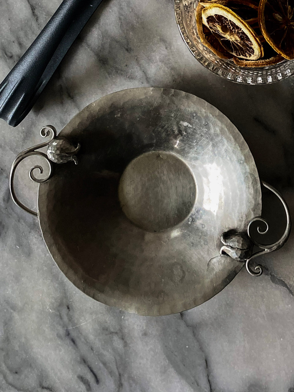 1930s Art Deco Serge Nekrasoff Pewter Dish with Tulip Handles