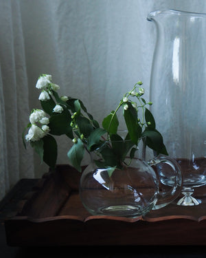 Small Round Rolled Glass Pitcher