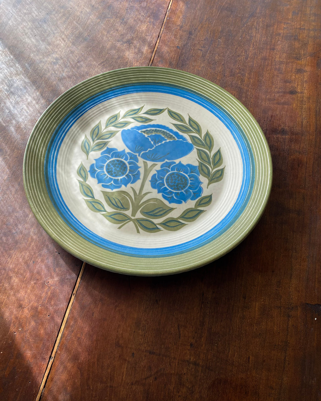 Retro Blue and Green Flower Platter