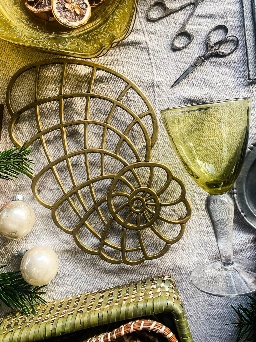 1970s Brass Conch Shell Trivet