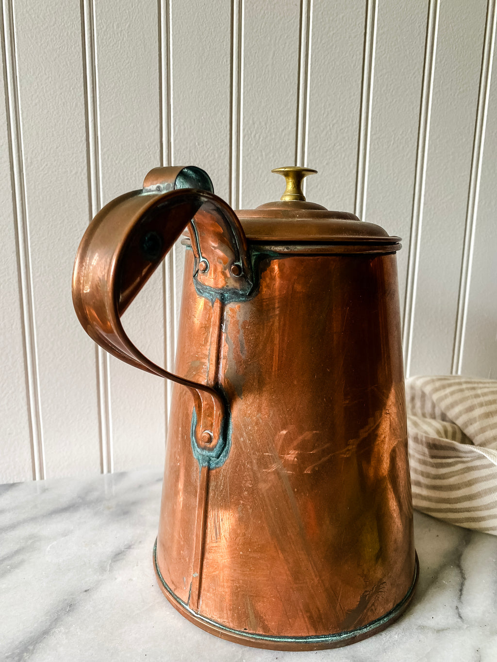 Antique Copper Kettle with Lid