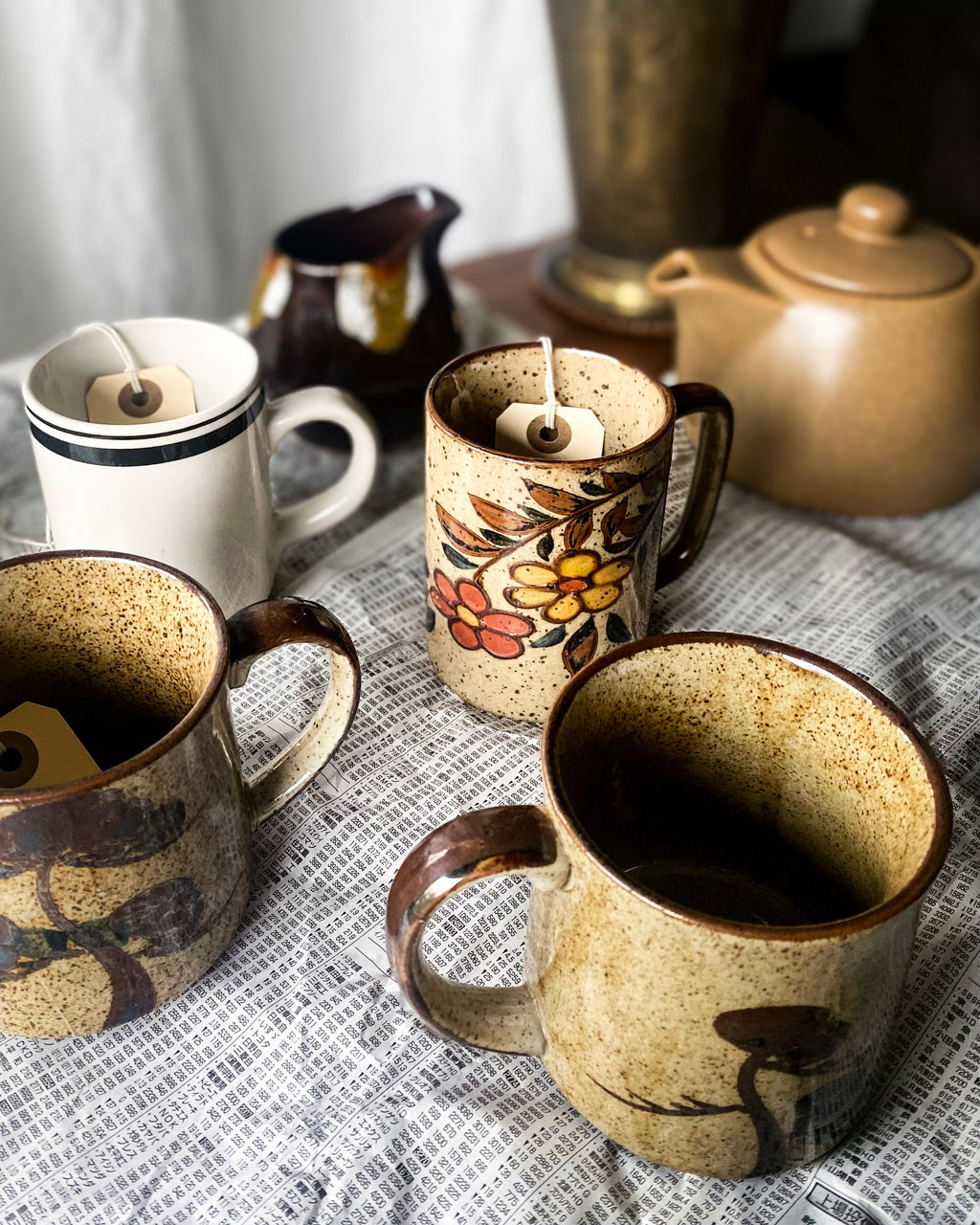 1970s Otagiri-Style Stoneware Mugs, Pair