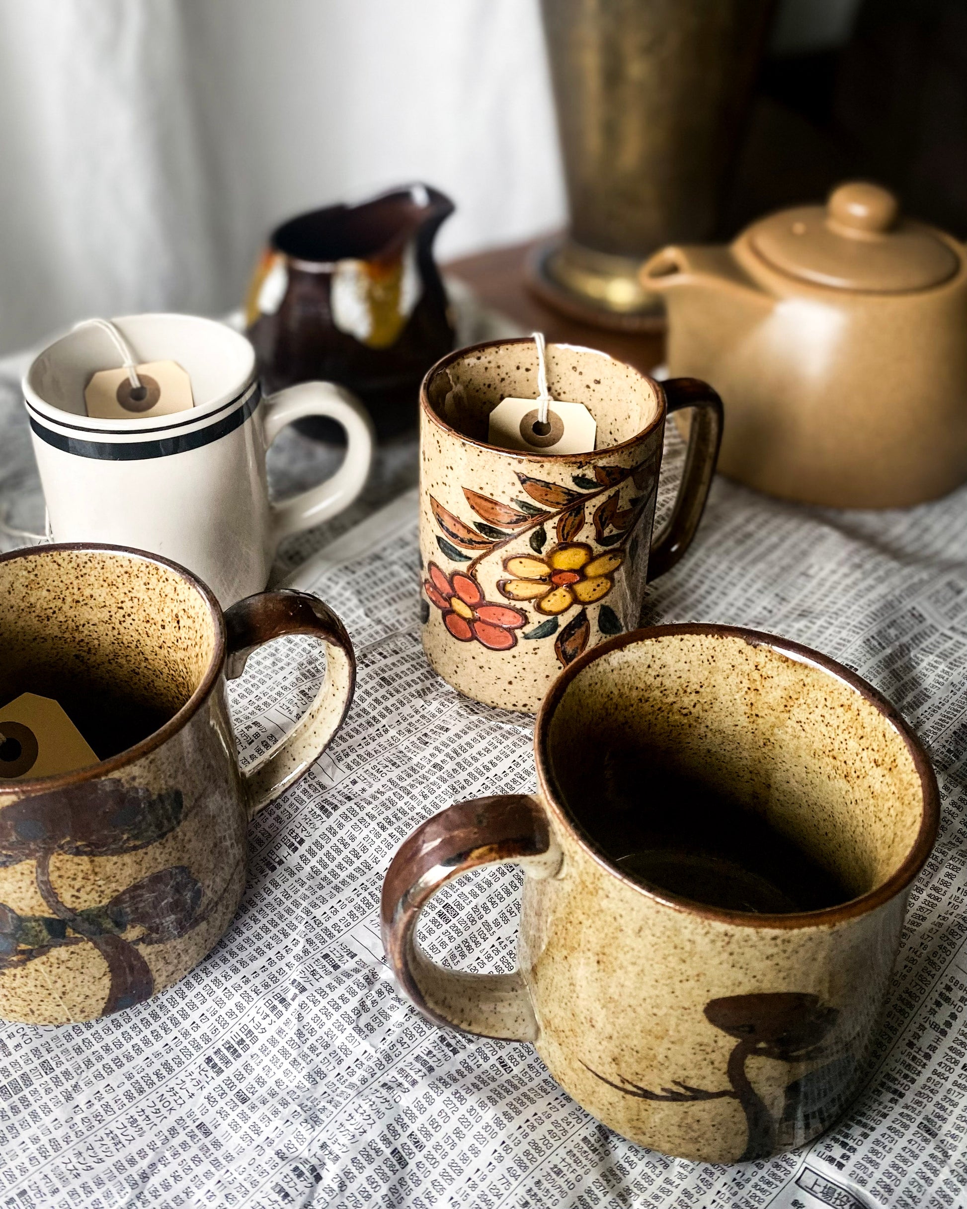 1970s Otagiri-Style Stoneware Mugs, Pair