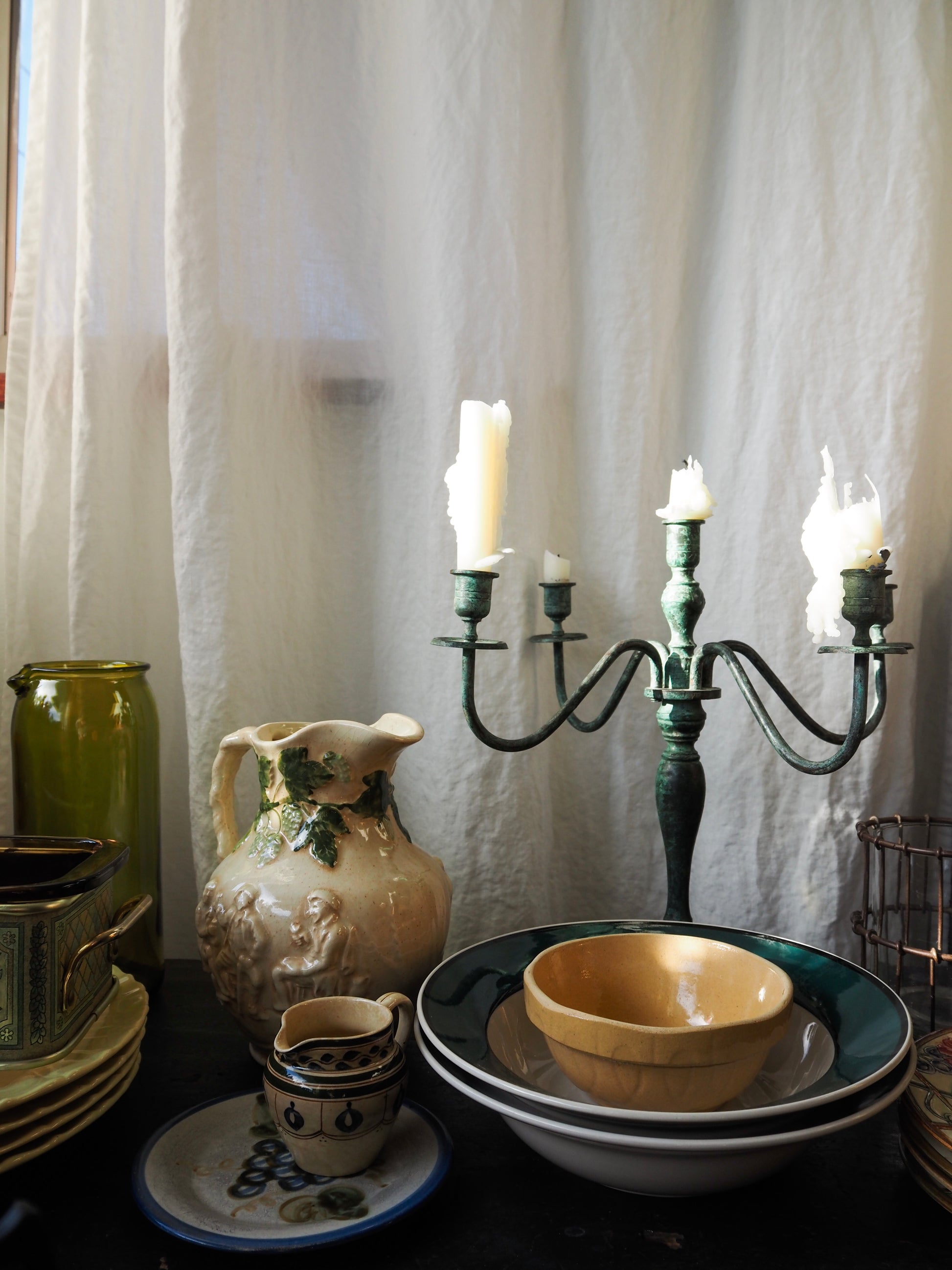 Vintage Four-Arm Verdigris Candelabra