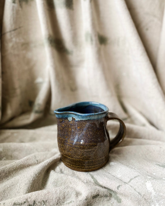 Brown and Blue Ceramic Pitcher