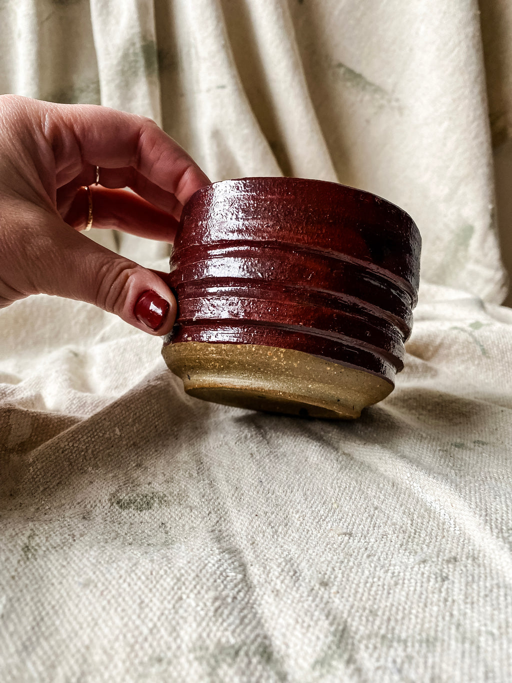 Burgundy Ribbed Handmade Cup