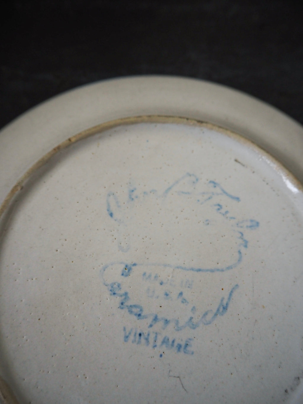 Vintage Stoneware Plate with Grapes